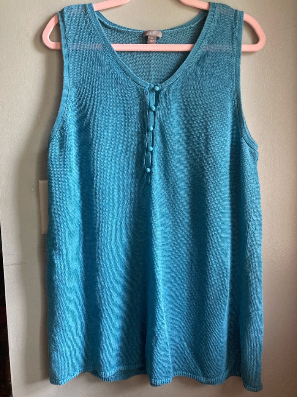 J. Jill Teal Blue Linen Tank Top